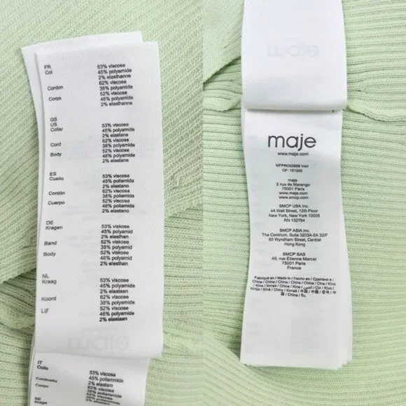 NWT Maje Ruche Tie Back Midi Dress 40 Vert L Ribbed Knit Stretch - Picture 14 of 15